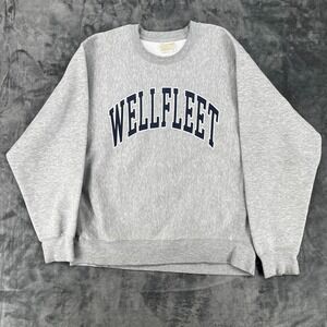 Vintage 90s WELLFLEET Crewneck Sweatshirt Men's Large Heather Gray Reverse Weave